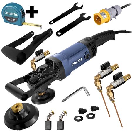 Polerka do kamienia na mokro CELMA Professional 1600W 110V 1750 obr + Miara MAKITA 3,5m