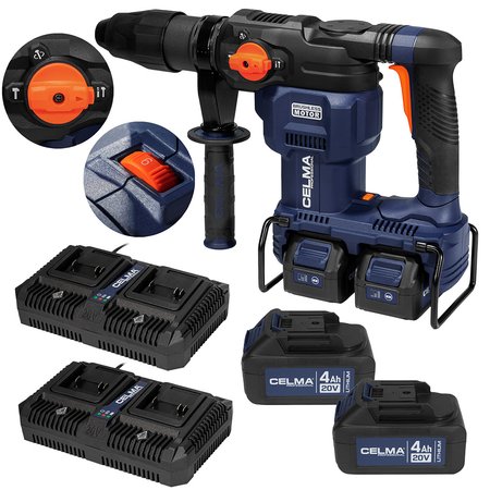 Młot udarowo-obrotowy CELMA Professional PRWg 40BLM SDS-MAX 10J  4x Aku 4Ah + 2x ładowarka