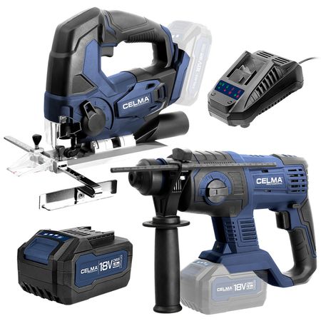 Zestaw OBS CELMA Professional Młot udarowy + Wyrzynarka + 1x Aku 4Ah +1x Ładowarka