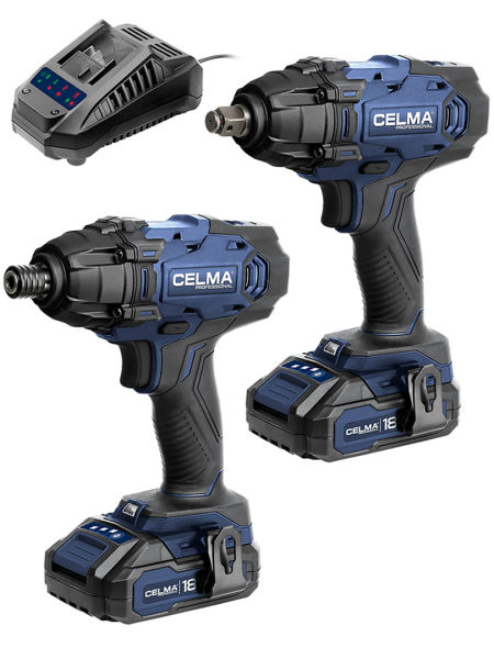Zestaw OBS CELMA Professional Klucz udarowy + Zakrętarka udarowa + 2x Aku 2Ah + Ładowarka  - Celma Professional zdjęcie 1